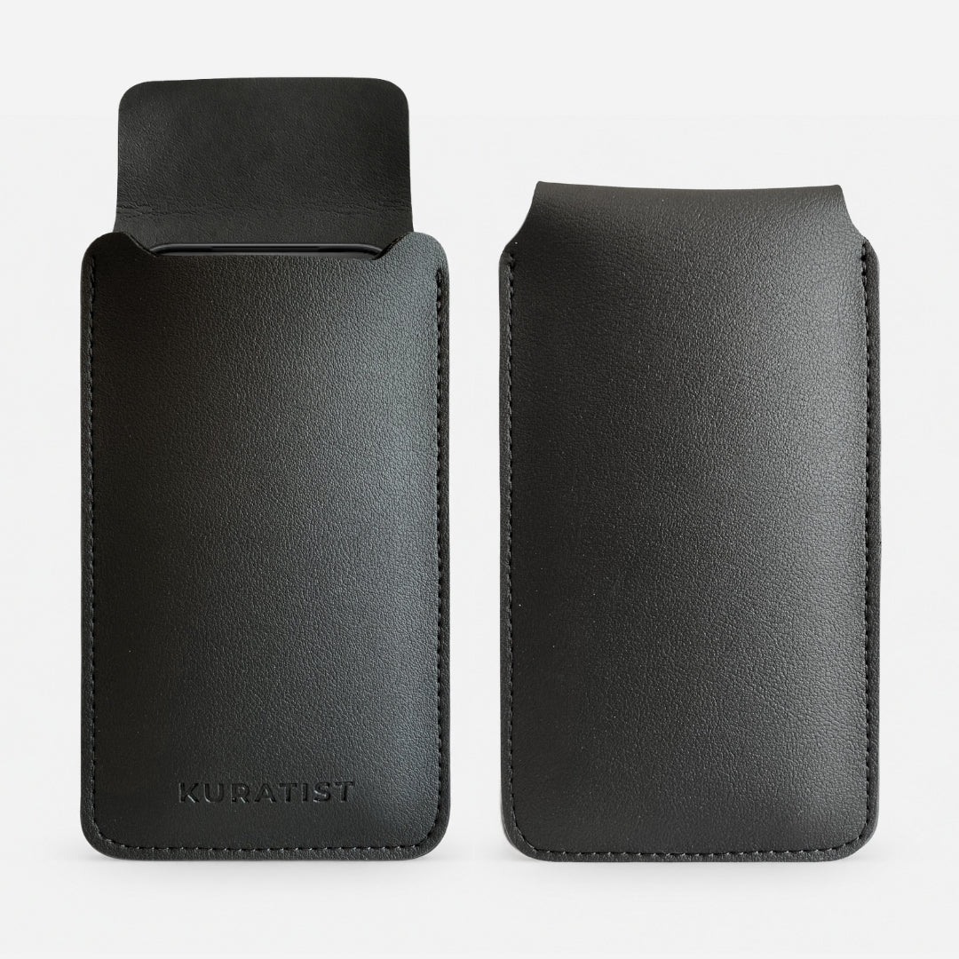 NORA Premium Handytasche mit Klappe (Vegan) - Handytaschen - Carbon Black Fine Grain - Kuratist