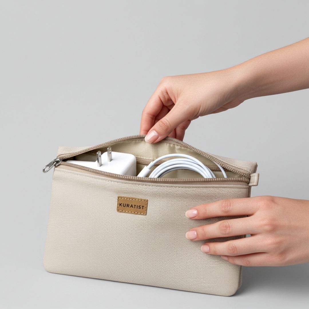 RIKKE Zubehör Tasche, M - Zubehör Taschen - Ecru - Kuratist