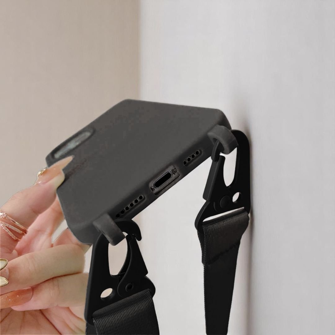 VERA iPhone Handyhülle zum Umhängen - Handyhüllen mit Band - Black - Kuratist